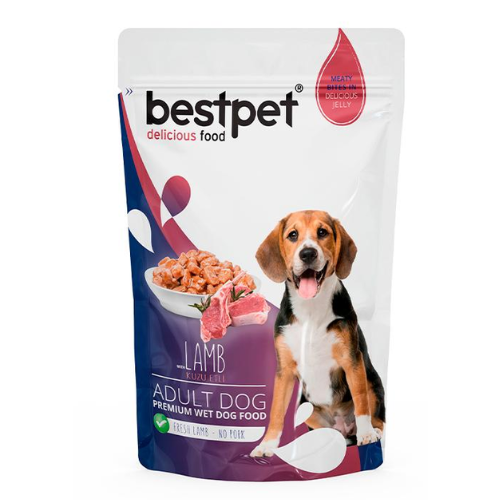 SOBRECITO PREMIUM BESTPET DOG TROZOS DE CORDERO 100 G